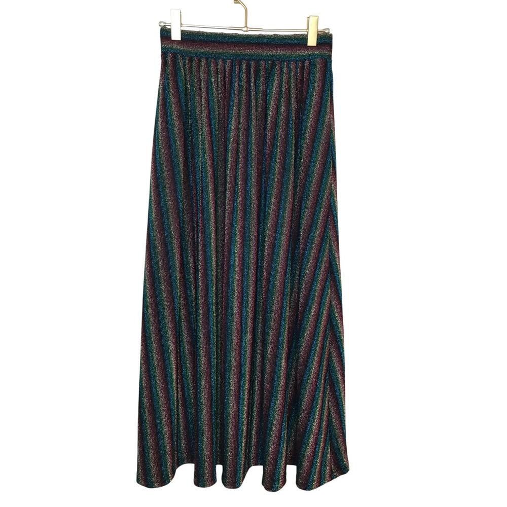 J. Crew Factory Striped Sparkle A-Line Midi Skirt S Multicolor